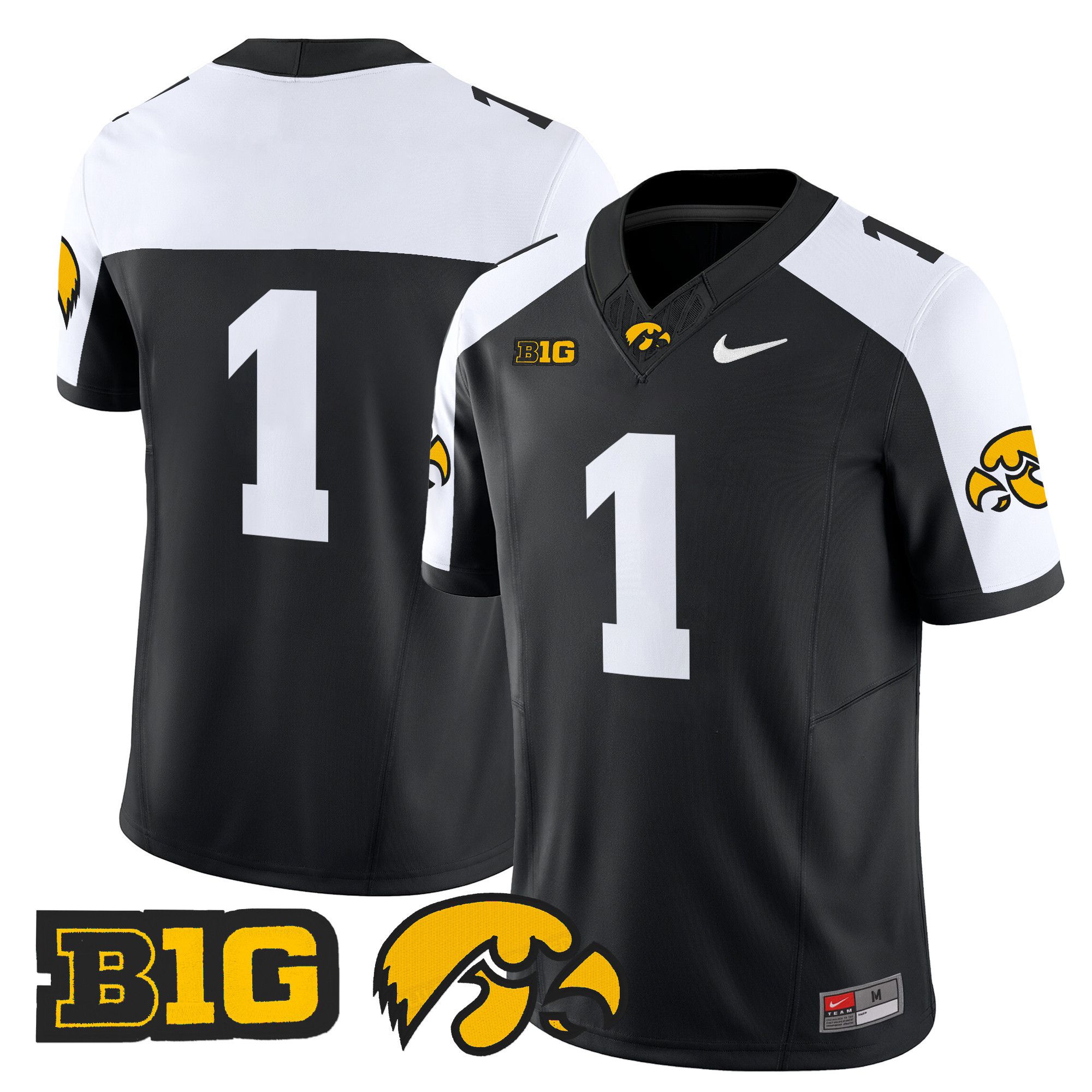 Men Iowa Hawkeyes #1 No Name Black Nike 2024 Vapor Limited NCAA Jersey->ncaa teams->NCAA Jersey